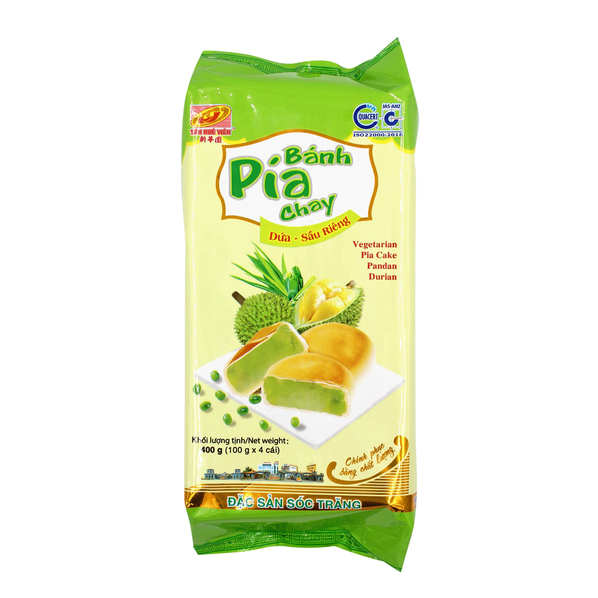 TAN HUE VIEN Pia Cake Durian & Pandan 400g