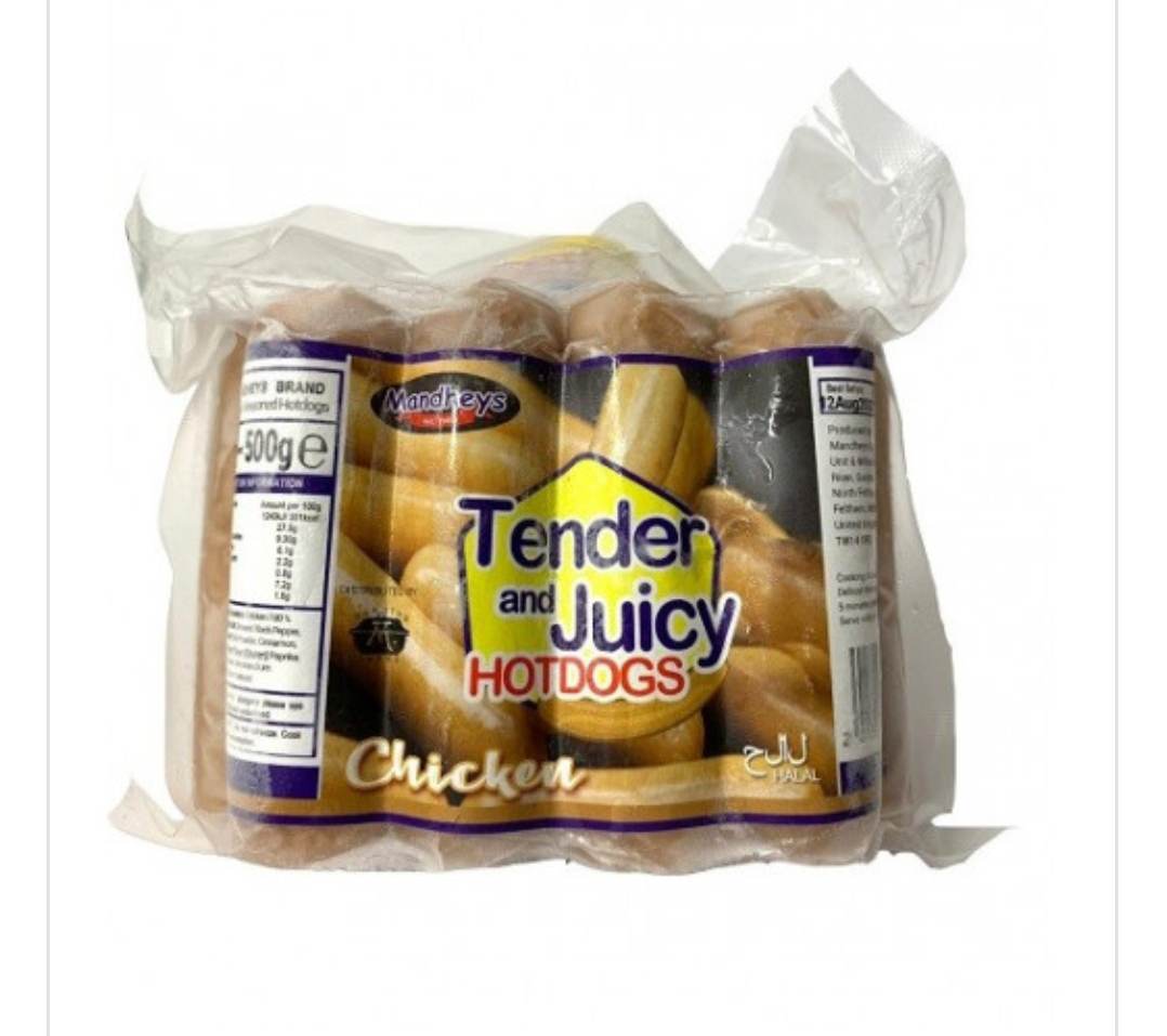 Frozen MANDHEY'S Chicken Hotdogs 500g