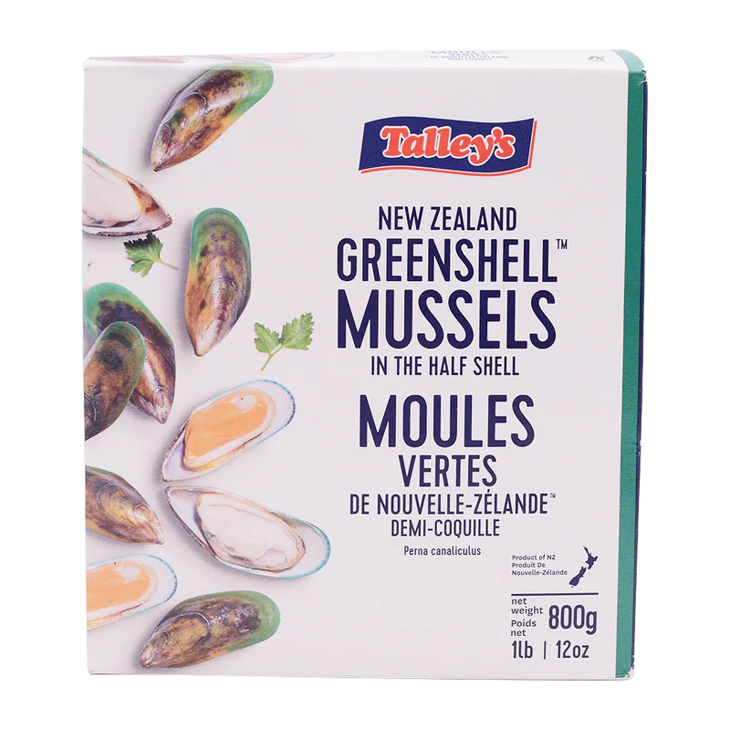 Frozen TALLEY'S New Zealand Greenshell Mussels 800g