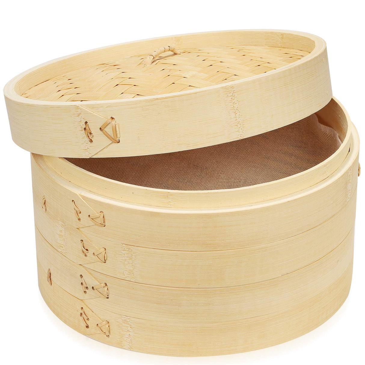 MP Bamboo Steamer 10" 2 Tier Set 2 Bases + 1 Lid