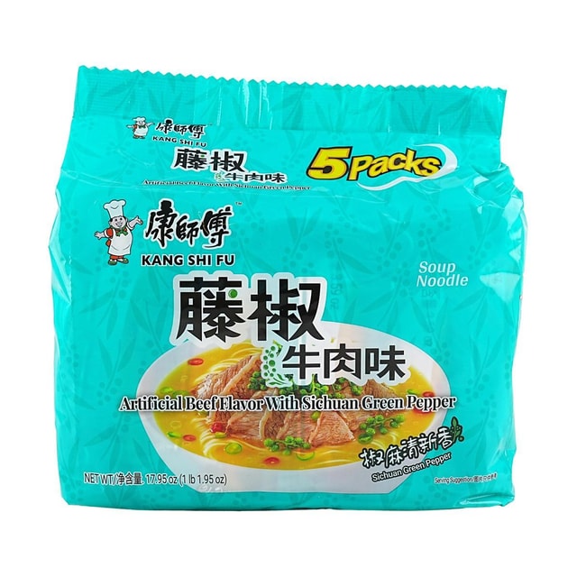 MASTER KONG Instant Noodle Beef Flavour With Sichuan Green Pepper 5x102g