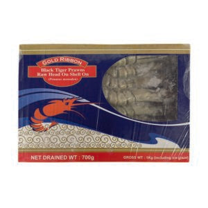 Frozen Raw Black Tiger Prawns Head On Sheel On 13/15 1kg