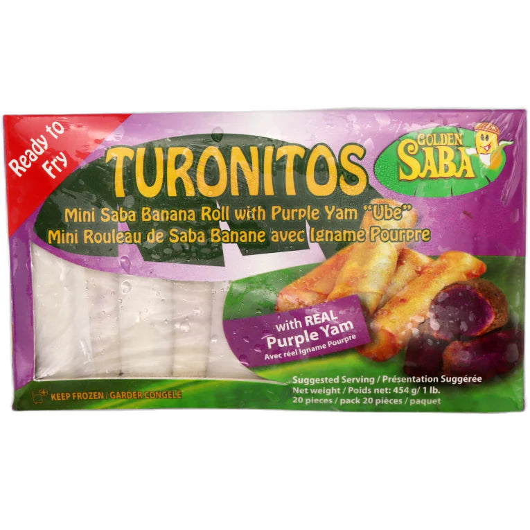 Frozen GOLDEN SABA Turonitos Mini Saba Banana Roll with Purple Yam 454g