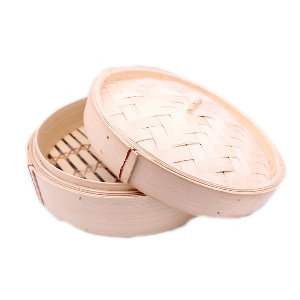 MP Bamboo Steamer 7" 2 Tier Set 2 Bases + 1 Lid