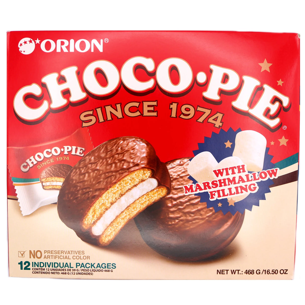 ORION Choco-Pie With Marshmallow Filling 12x39g 468g