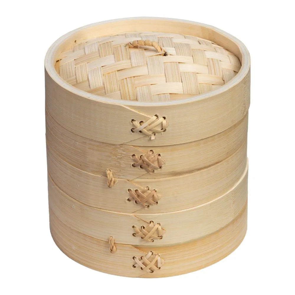 MP Bamboo Steamer 6" 2 Tier Set 2 Bases + 1 Lid