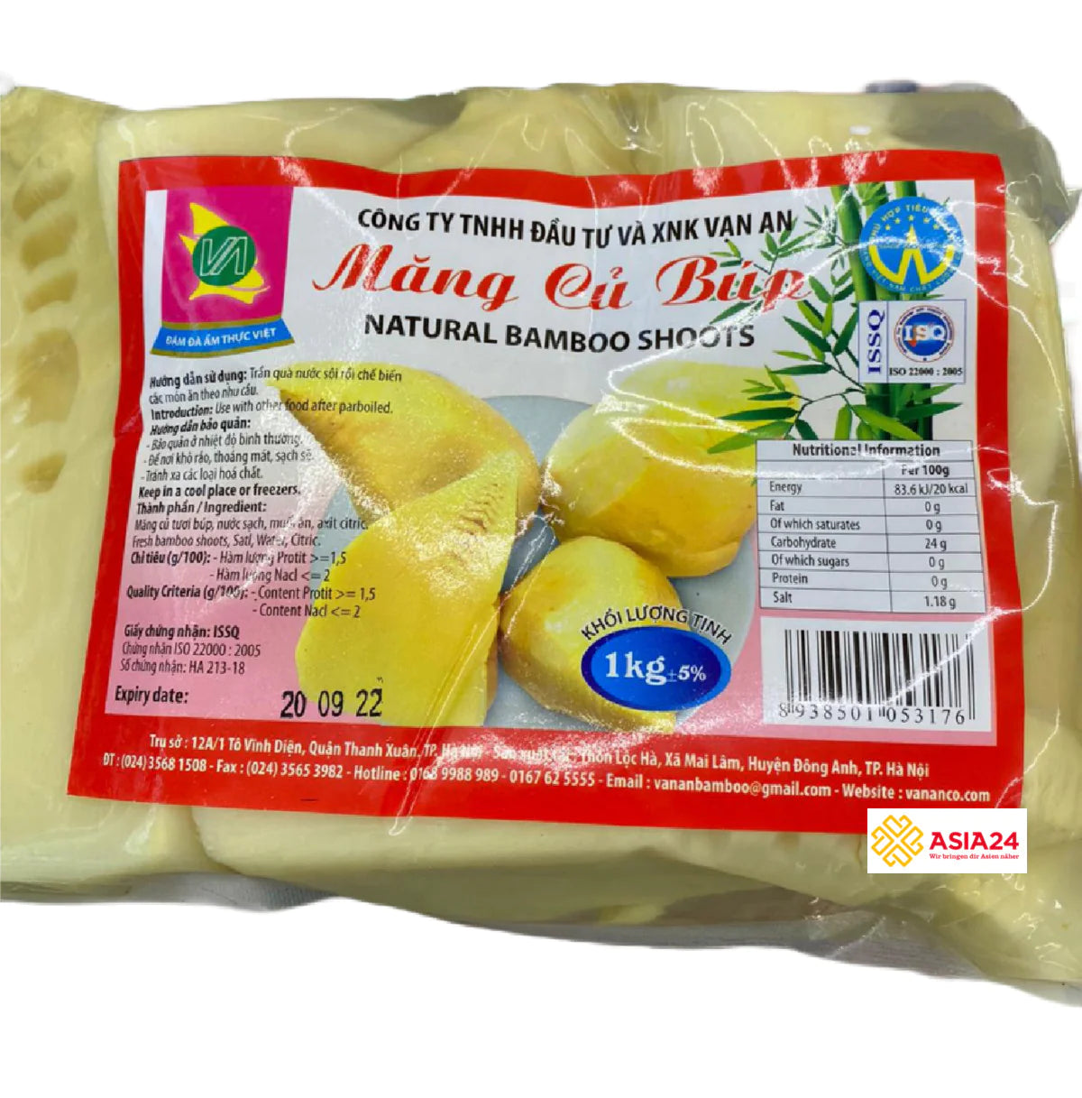 VAN AN Natural Bamboo Shoots 1kg