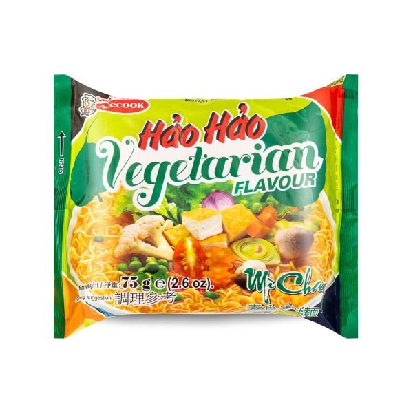 Sea Green ACECOOK Hao Hao Instant Noodles Vegetarian Flavour 75g