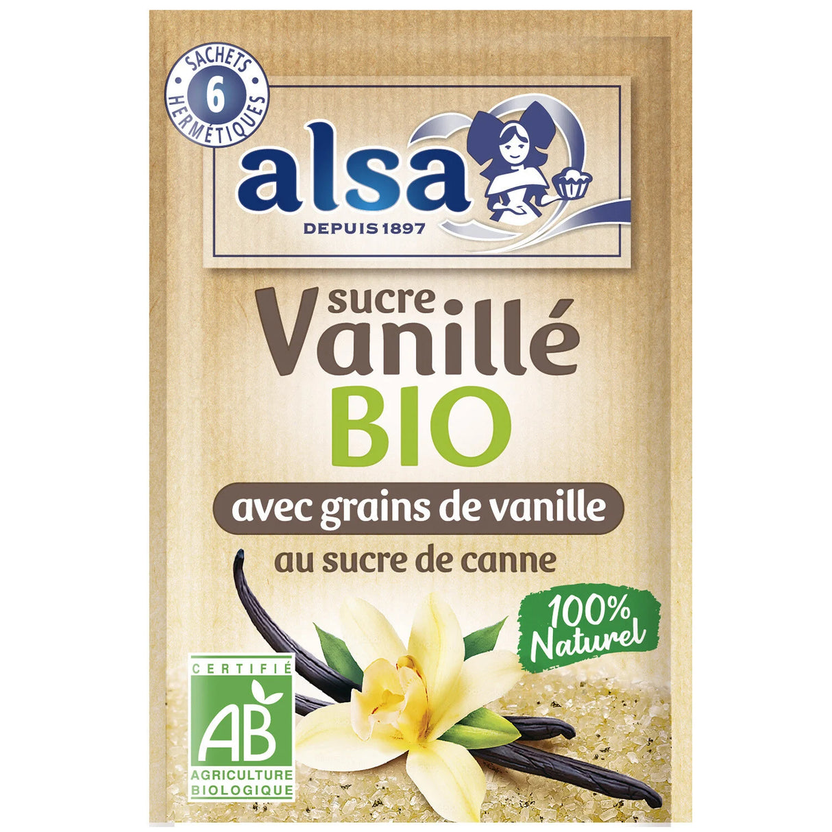 Wheat ALSA Sucre Vanille Bio 6 Sachets