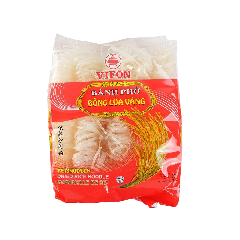 VIFON Dried Rice Noodle Banh Pho Bong Lua Vang 3mm 500g
