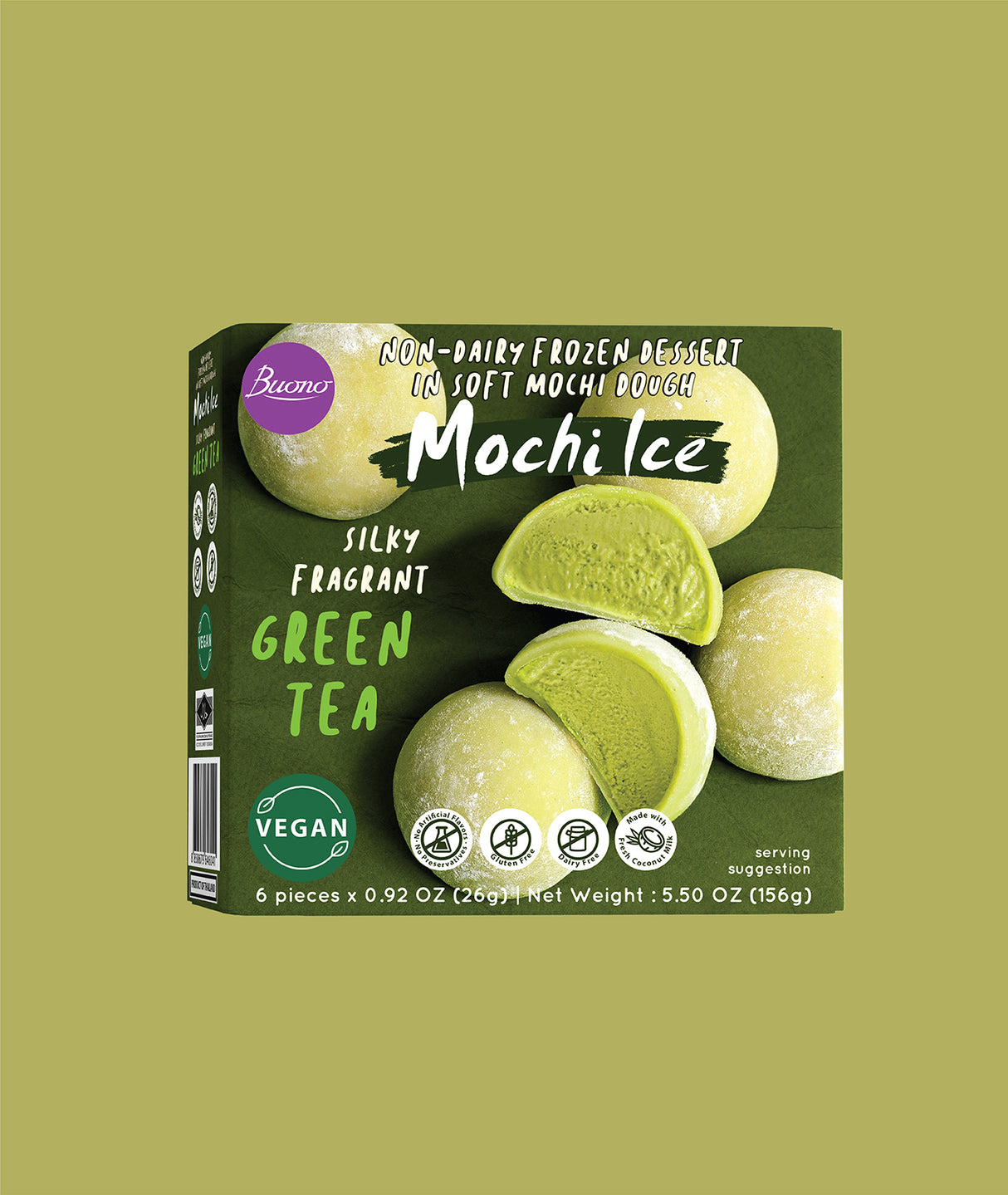 Frozen BUONO Mochi Ice Green Tea 156g