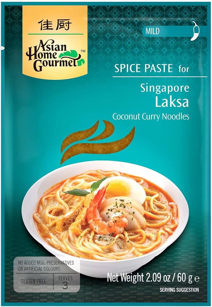 ASIAN HOME GOURMET Spice Paste For Singapore Laksa Coconut Curry Noodles 60g