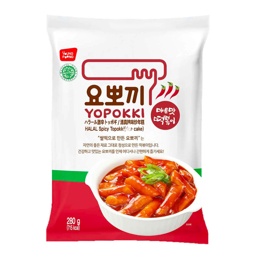 YOUNG POONG Yopokki Halal Spicy Topokki (Rice Cake) 280g