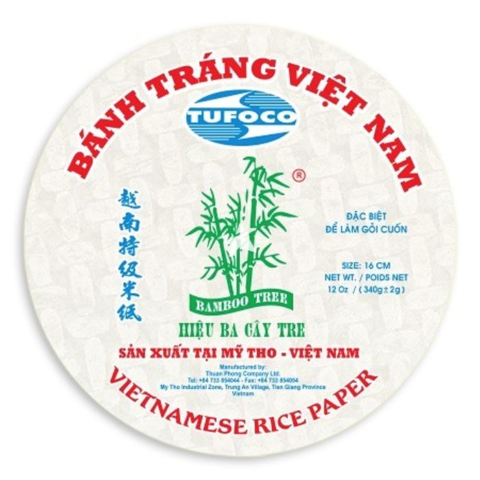 BAMBOO TREE Square Vietnamese Rice Paper Banh Trang My Tho 16cm 340g