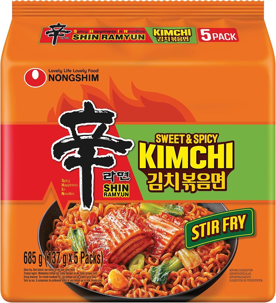 NONGSHIM Shin Ramyun Sweet & Spicy Kimchi Stir Fry 137g x 5 Packs