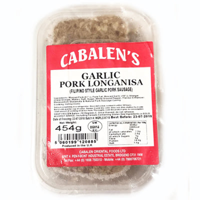 Frozen CABALEN'S Garlic Pork Longanisa 454g