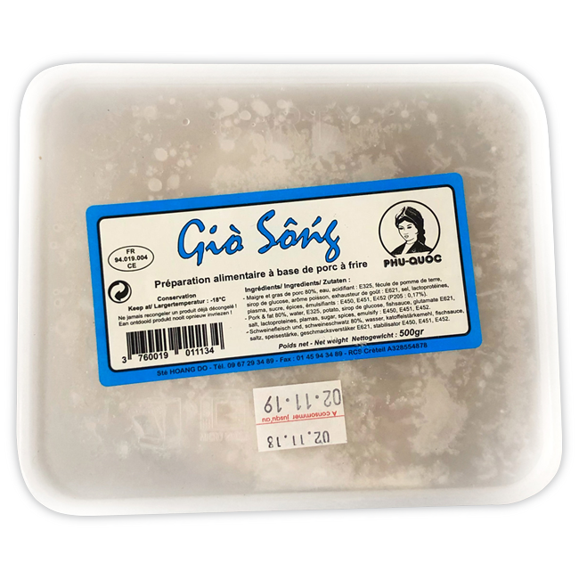 Frozen PHU QUOC Raw Pork Sausage Giò Sống Đông Lạnh 500g