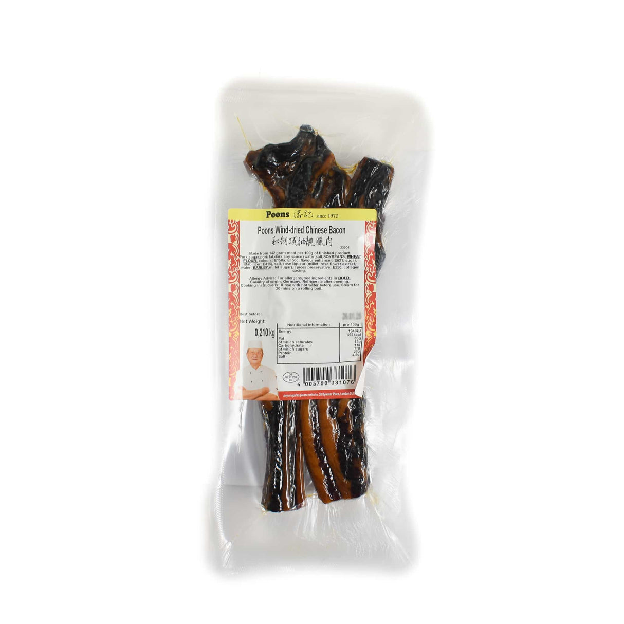 POONS Wind-Dried Chinese Bacon ~250g