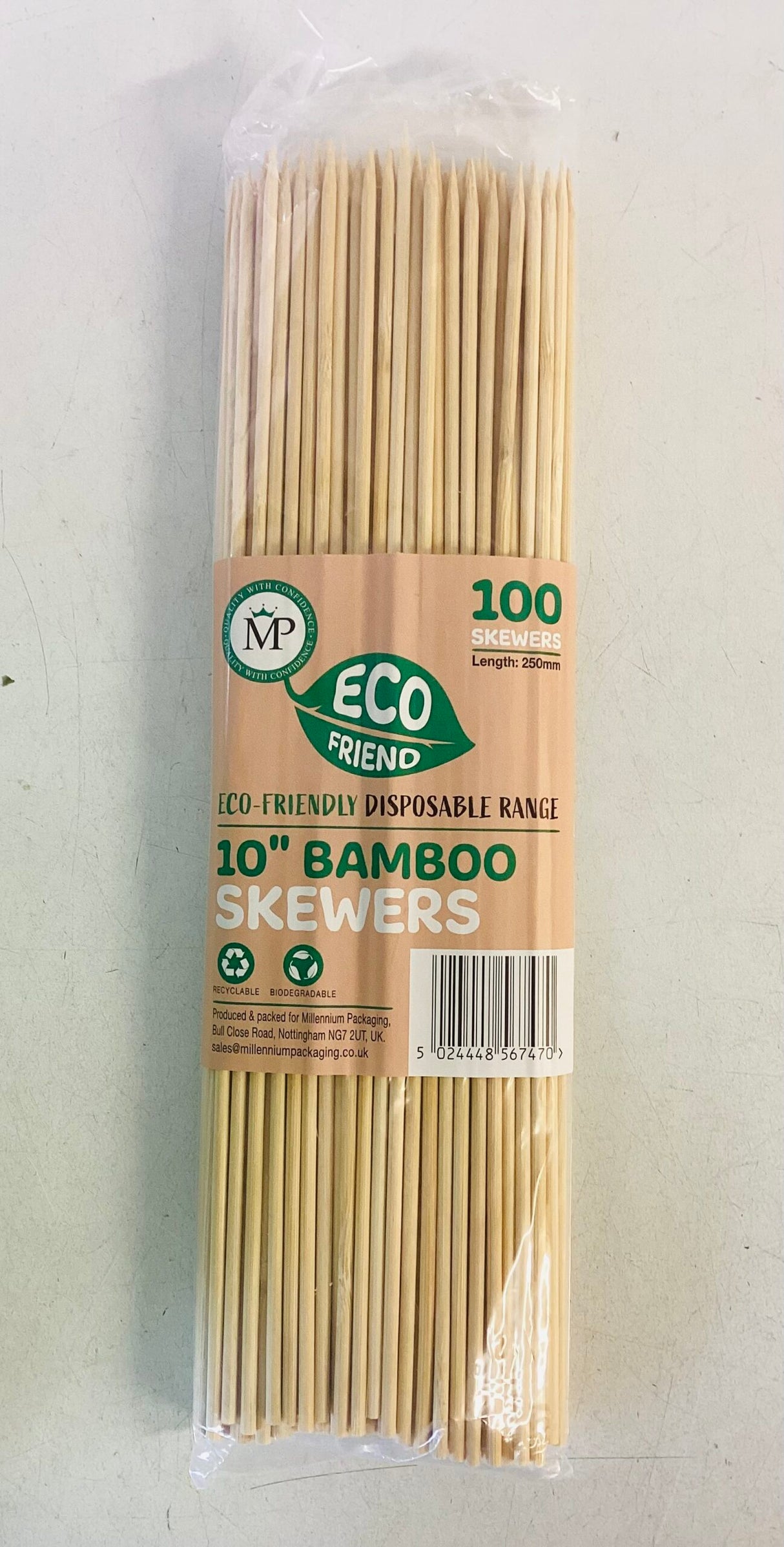 ECO FRIEND 10" 100 Bamboo Skewers