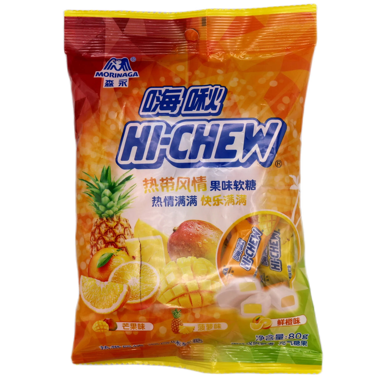 MORINAGA HI-CHEW Soft Candy Mango, Pineapple & Orange 80g