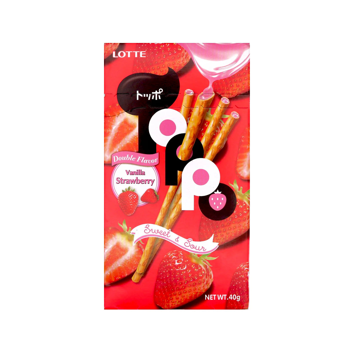 LOTTE TOPPO Double Flavor Vanilla Strawberry 40g