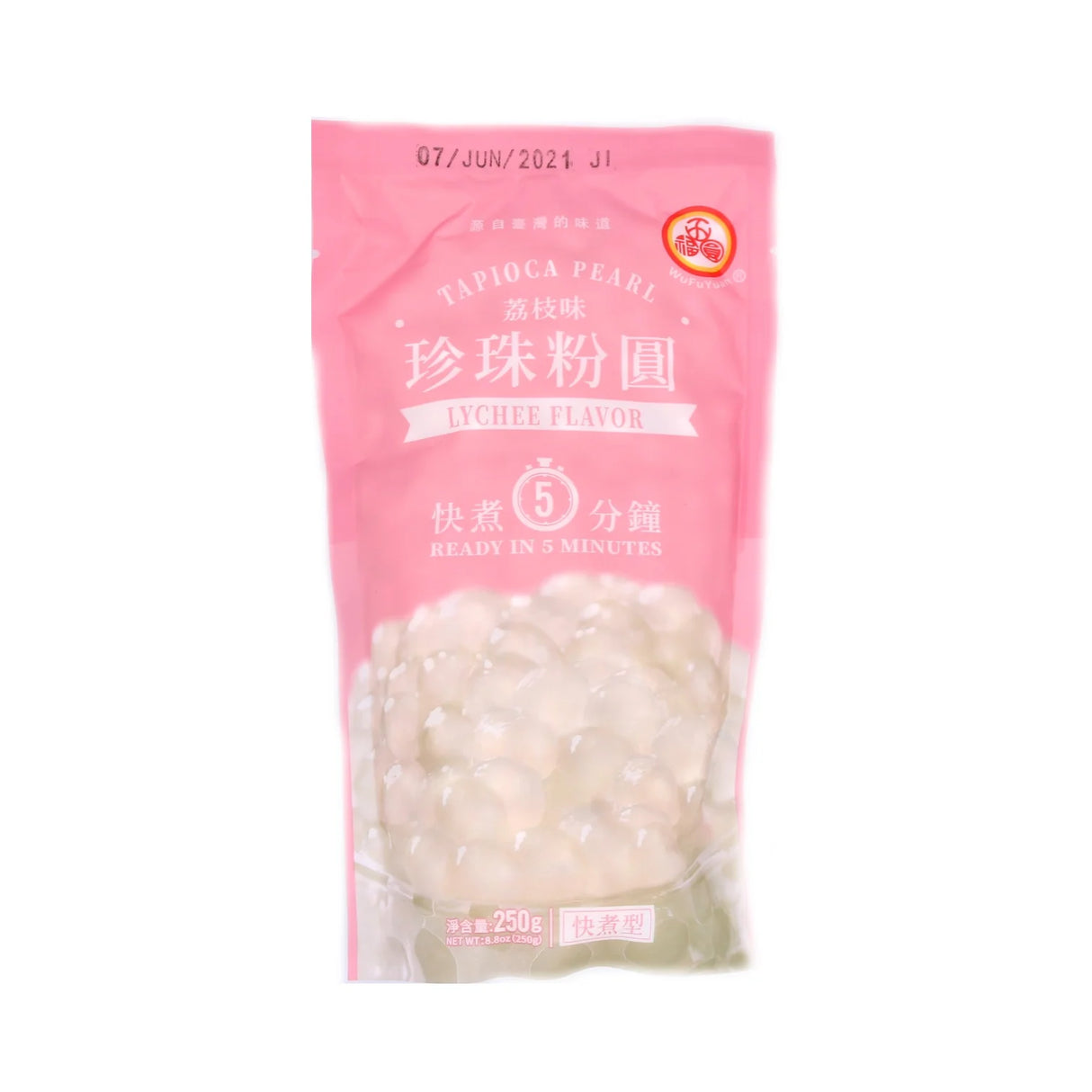 Light Pink WU FU YUAN Tapioca Pearl (Lychee Sugar Flavour) 250g