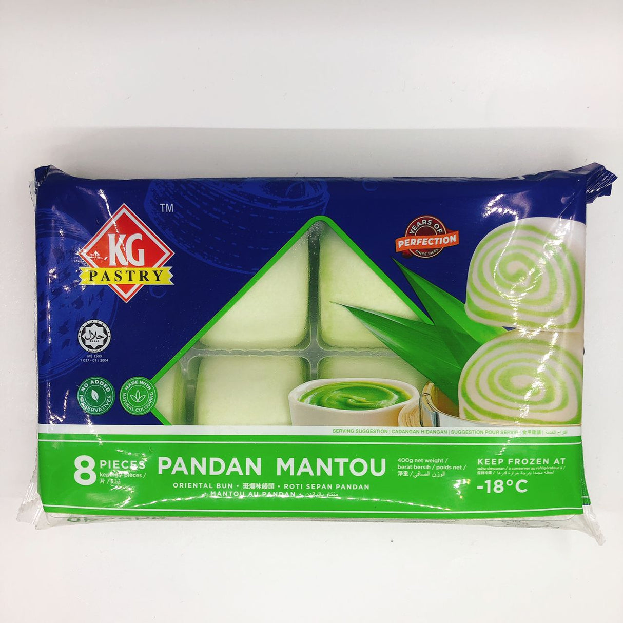 Frozen KG PASTRY Mantou Pandan 8pcs 400g