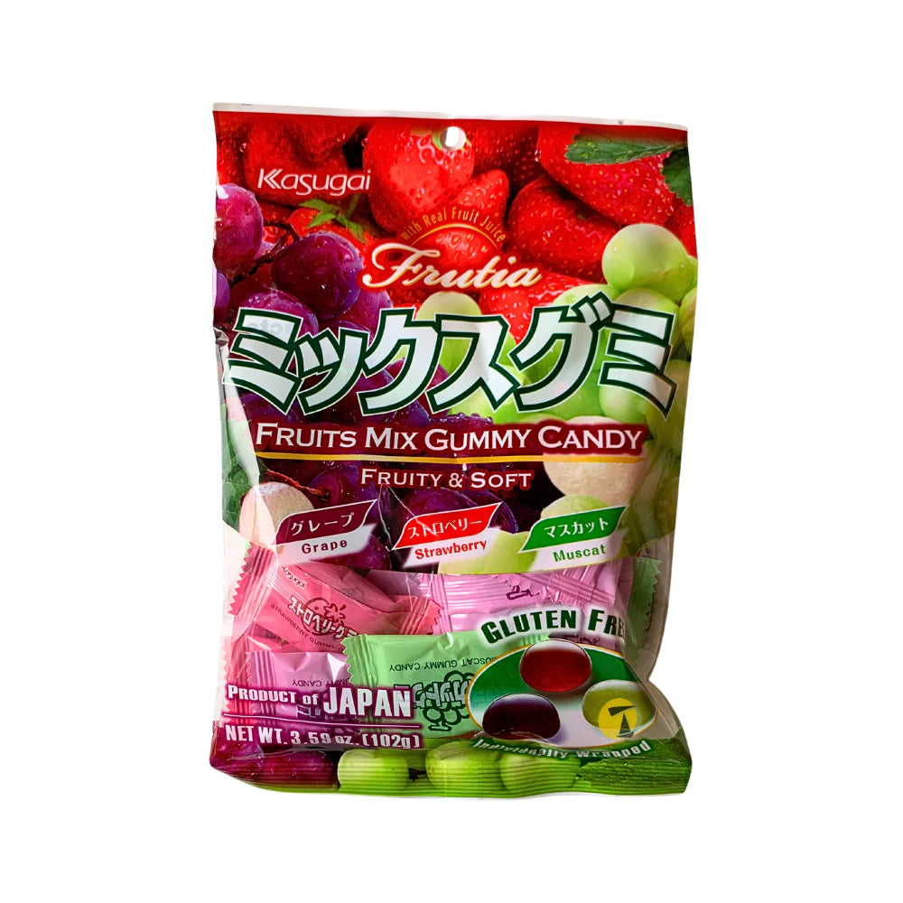 KASUGAI Mix Gummy Candy Grape Strawberry Muscat 102g