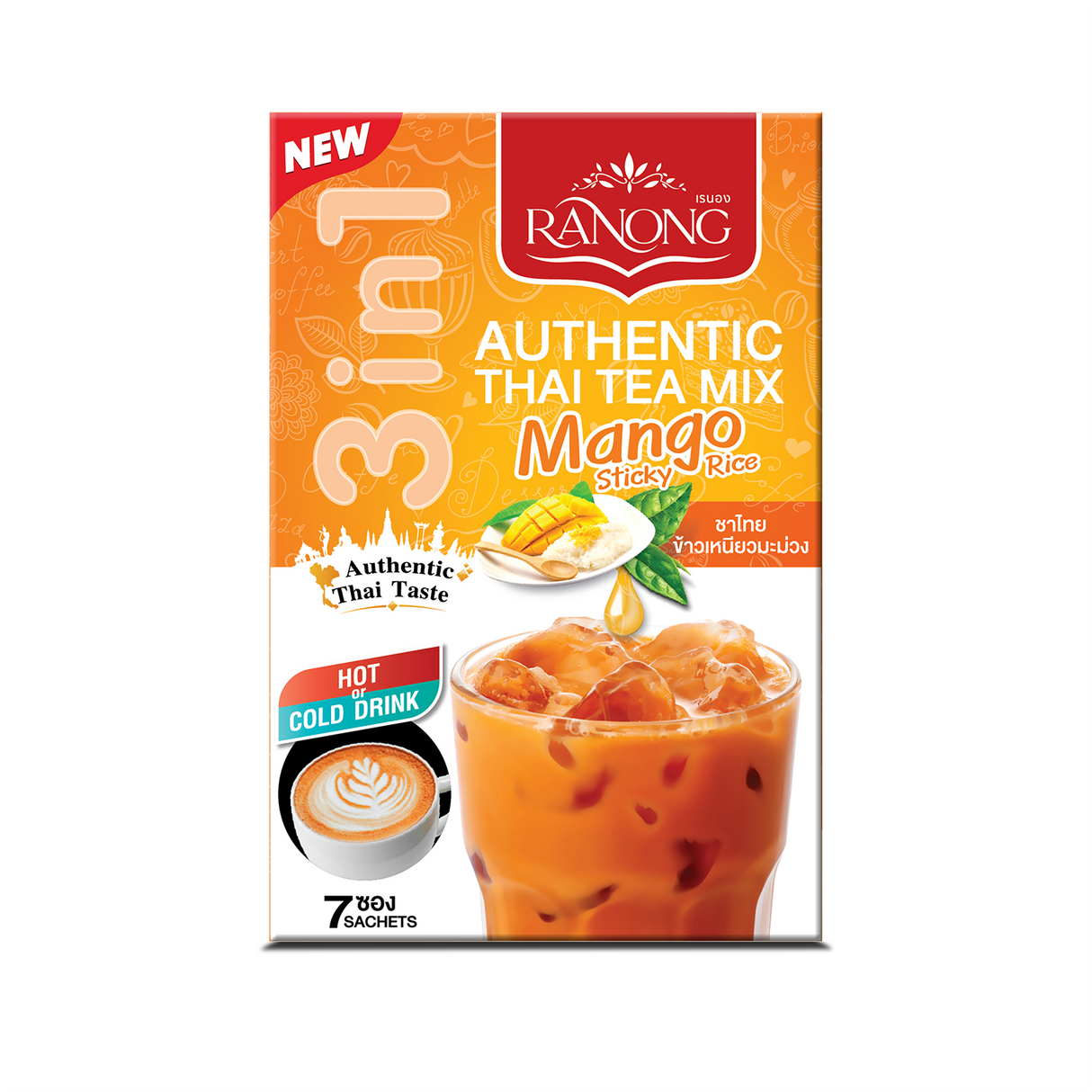 RANONG TEA Authentic Thai Tea Mix Mango Sticky Rice  175g