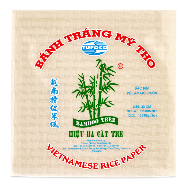 BAMBOO TREE Square Vietnamese Rice Paper Banh Trang My Tho 22cm