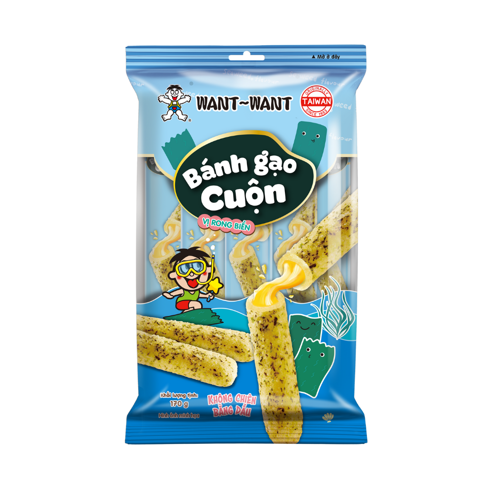 WANT WANT Banh Gao Cuon Vi Rong Bien 170g