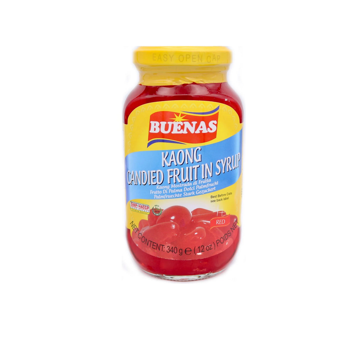 BUENAS Kaong Candied Fruit in Syrup - Red 340g