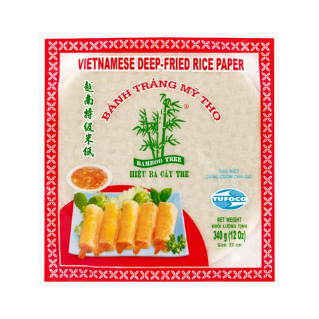 Light Gray BAMBOO TREE Vietnamese Deep-Fried Rice Paper Banh Trang My Tho 22cm