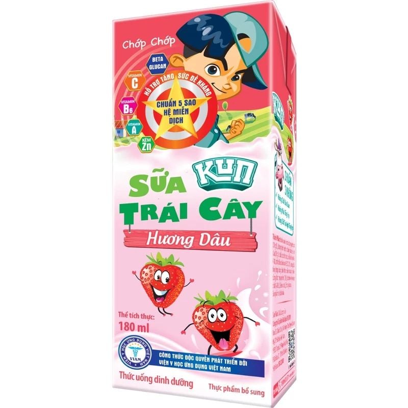 KUN Sua Trai Cay Huong Dau 180ml