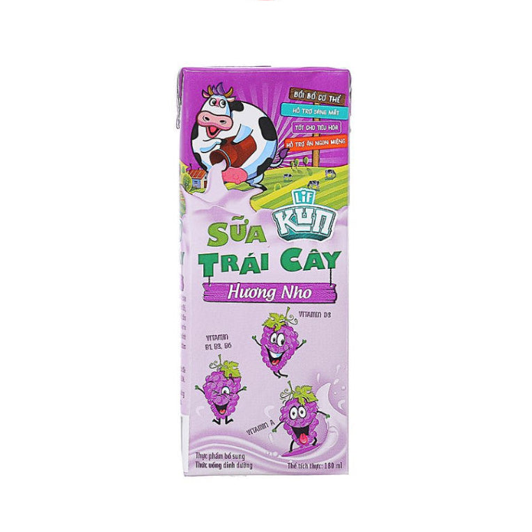 KUN Sua Trai Cay Huong Nho 180ml