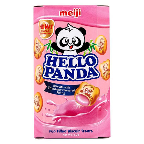 Light Pink MEIJI HELLO PANDA Biscuits Strawberry Flavour 50g