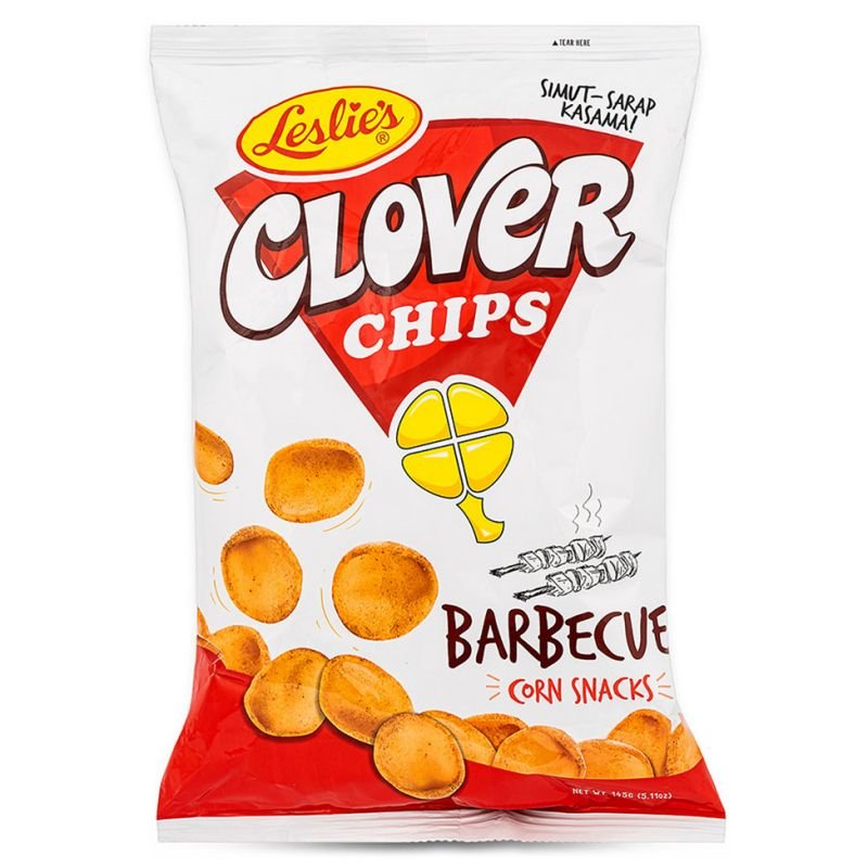 Beige LESLIE'S Clover Chips Corn Snacks Barbecue 85g