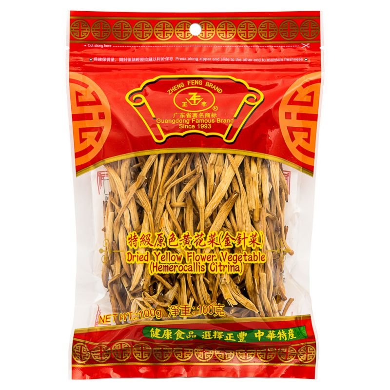 Firebrick ZHENG FENG BRAND Dried Yellow Flower Vegetable (Hemerocallis Citrina) 100g