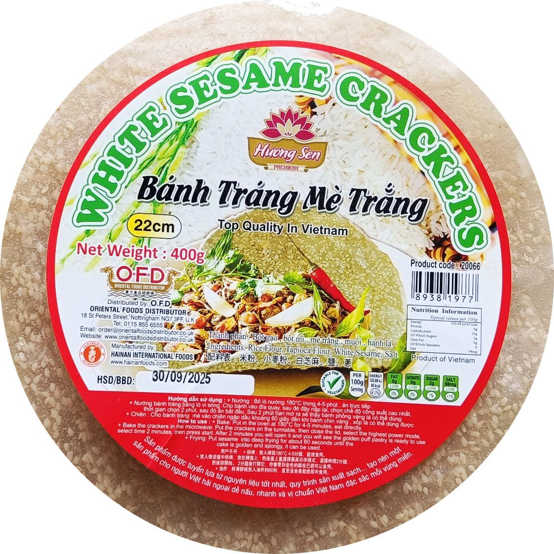 HUONG SEN White Sesame Crackers Banh Trang Me Trang – HuongViet Supermarket