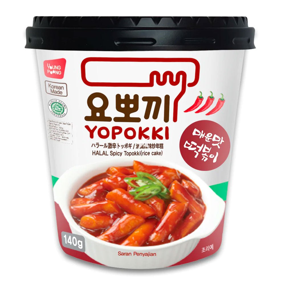 YOUNG POONG Yopokki Halal Spicy Topokki (Rice Cake) 140g