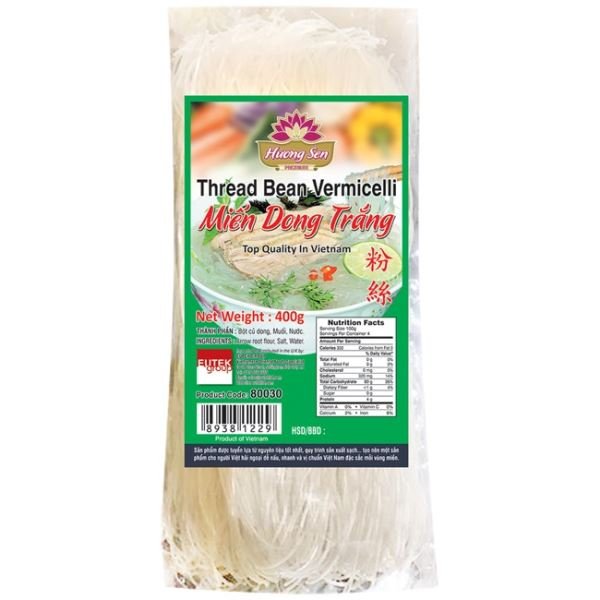 Light Gray HUONG SEN Thread Bean Vermicelli Mien Dong Trang 400g