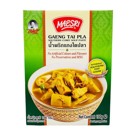 Dark Green MAESRI Gaeng Tai Pla Southern Curry Soup Paste 100g