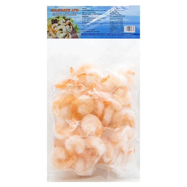 Light Gray Frozen Cooked Peeled Deveined King Prawns 450g