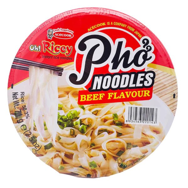 ACECOOK OH! RICEY Instant Rice Noodle - Pho Noodles Beef Flavour (Bowl) 71g