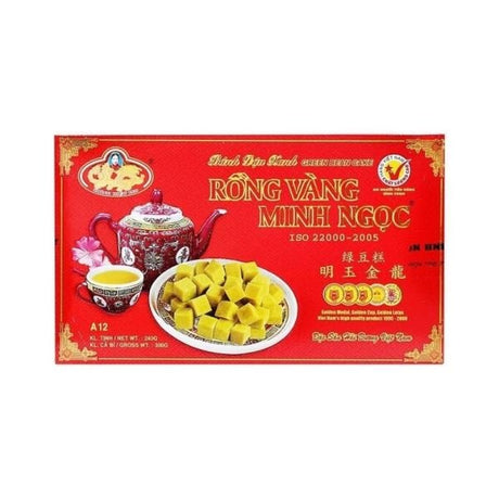 Light Goldenrod RONG VANG MINH NGOC Mung Bean Cake Banh Dau Xanh A12 300g