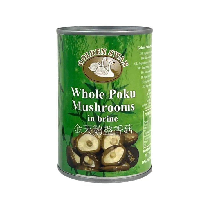 Dark Olive Green GOLDEN SWAN Whole Poku Mushrooms In Brine 284g