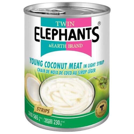 Light Gray TWIN ELEPHANTS Young Coconut Meat In Light Syrup (Strips) 565g
