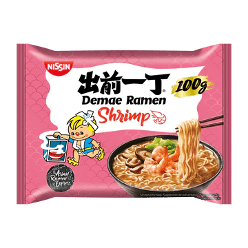 Pale Violet Red NISSIN Demae Ramen - Shrimp 100g