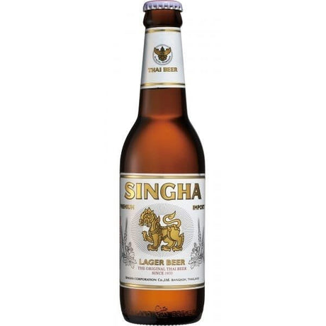 Light Gray SINGHA Thai Beer Bottle 330ml 5% Alc